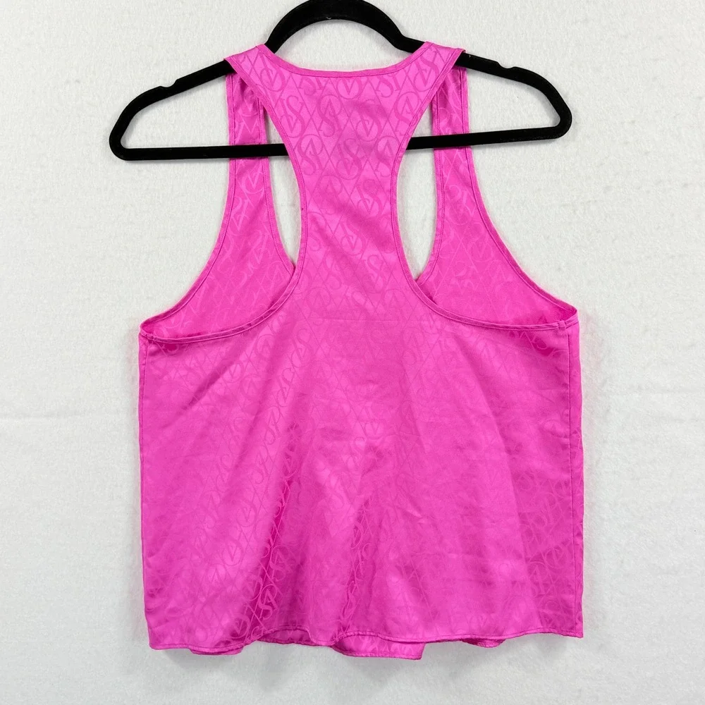 Victoria Secret Tank Top Womens Small Pink Logo Racerback Barbiecore Coquette